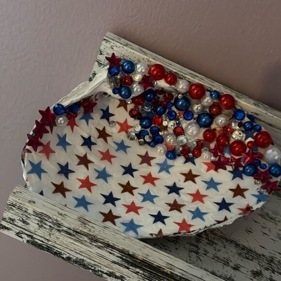Patriotic stars and stripes handcrafted, trinket dish - Picture 1 of 6